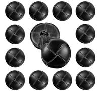 Knitgrip 12 Pcs Black 23 mm Genuine Leather Cover Buttons Football Buttons with Shank Sew for Clothes Dress Coats Jackets Sweaters Blazers Jeans Handicrafts Fall Sewing Accessories