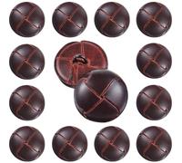 Knitgrip 12 Pcs Brown or Black Genuine Leather Cover Buttons Football Buttons with Shank Sew for Clothes Dress Coats Jackets Sweaters Blazers Jeans Handicrafts Sewing Accessories (Brown,23 mm)