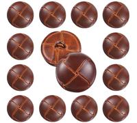 Knitgrip 12 Pcs Light Brown 20 mm Genuine Leather Cover Buttons Football Buttons with Shank Sew for Clothes Dress Coats Jackets Sweaters Blazers Jeans Handicrafts Fall Sewing Accessories
