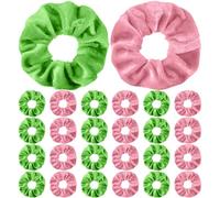 Knitgrip 12 Pcs Pink/ Green Hair Scrunchies Soft Coral Fleece Drying Scrunchies Green and Pink Hair Tie Elastic Bobbles Ropes Crown & Witch Hat Movie Fan Gifts Hair Accessories for Women