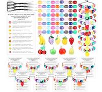 Knitgrip 18 Sets Christian DIY Bead Bracelets Religious Spiritual Wristband Craft Kit with Motivational Bible Cards Sunday School Church Welcome Party Supplies for Grandparents Day Thanksgiving(Fruit)