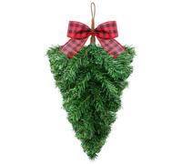 Knitgrip 20 Inch Large Christmas Fir Teardrop Swags Decor Christmas Holiday Kissing Fir Artificial Hanging Bouquet Xmas Ornament with Sprigs Red Berries for Xmas Holiday Decor