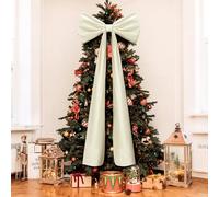 Knitgrip 20 x 71 Inches Christmas Extra Large Velvet Bows Christmas Tree Topper Decor Giant Xmas Tree Toppers Bows for Home Wreath Wall Backdrop Birthday Wedding Party Decorations(Beige)