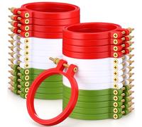 Knitgrip 24 Pcs Christmas Embroidery Kit Decoration Adjustable 3 Inch Embroidery Hoop Plastic Circle Cross Stitch Hoop Ring Art Craft Handy Sewing for Xmas Decoration Wall Wedding Garlands