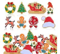 Knitgrip 24 Pcs Enamel Lapel Pins Elf Nutcracker Lapel Santa Candy Cane Ball Gingerbread Man Snowflake Snowman Wreath Pin Winter Xmas Party Accessory Goodie Bag Stocking Stuffer, Metal