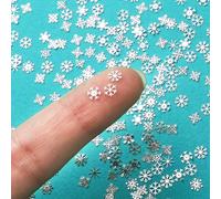 Knitgrip 300 Pcs Mini Metal Snowflake for Craft 0.2 Inch July in Christmas Small Embellishment Tiny Snowflake Ornaments Little Craft Pieces for DIY Summer Christmas Party Decor(Silver)