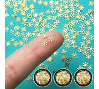 Knitgrip 300 Pcs Mini Metal Snowflake for Craft 0.2 Inch July in Christmas Small Embellishment Tiny Snowflake Ornaments Little Craft Pieces for DIY Summer Christmas Party Decor(Gold)