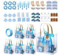 Knitgrip 6 Sets Baby Shower Prizes for Game Winners Baby Shower Favors Gifts Headband Hair Brush Jewelry Box Compact Mirror Powder Puff Hair Tie Hair Claw Gift Bag Baby Shower Bridal Shower Game Prize