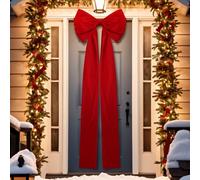 Knitgrip Extra Large Christmas Front Door Bow Decorations 27 x 78 Inch Giant Velvet Christmas Tree Topper Bow with Long Streamers Wreath Wall Decor for Home Xmas Room Holiday Porch(Red)