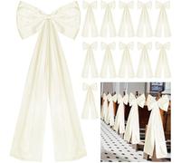 Knitgrip Large Wedding Pew Bows with Long Tails 12 x 29.5 Inch Wedding Aisle Decorations Bows Satin Ribbon Background Decor for Bridal Shower Reception Ceremony(Champagne,12 Pcs)