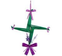 Knitgrip St. Brigid's Wall Cross Ornament Imbolc Decor Saint Brigid's Hanging Cross with Ribbon Celtic Knot Pendant and Flower Traditional Irish Blessing Decor for Imbolc 10 x 10 in (Green)