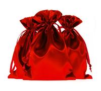 Knitial 4" x 6" Ruby Red Satin Gift Bags, Jewelry, Wedding Favor Drawstring Bags Baby Shower Christmas 50 Count