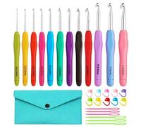 Knitiss 12 Sizes Crochet Hooks 2-8mm Ergonomic Crochet Hooks for Beginner | Crochet Hooks Set with Case, Comfortable Handel with Soft Grip