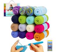 Knitiss 16 Pcs Acrylic Crochet Yarn Kit, 1760 Yards 4 Medium Worsted Knitting Yarn Ball 16x50g (1.76oz),Amigurumi Yarn for Crocheting with Case