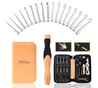 Knitiss 17 Sizes Light Up Crochet Hooks Set 2.5mm~14.0mm, Rechargeable Crochet Hooks with Lights, Ergonomic Crochet Hook with Soft Grip Handle