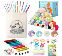 Knitiss Beginners Crochet Kit Adults, Starter Crochet Kit with 1132 Yards Crochet Yarn & 21 PCS Knitting Hooks, Learn to Crochet Set with Case