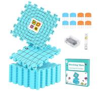 Knitiss Blocking Mats for Knitting & Crochet, 9PCS Interlocking Blocking Boards with Grid Line, 12" x 12" Crochet Blocking Board and Pins Set with 50 T-Pins, 8 Blocking Combs