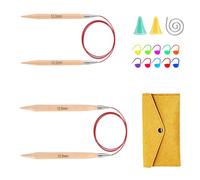 Knitiss Circular Knitting Needles Set 10.0mm,12.0mm,Beech Wood Round Knitting Needles with Cable 30"(78cm)