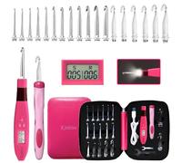 Knitiss Counting Crochet Hook Set Digital Crochet Hooks Set, Light Up Crochet Hooks for Stitch & Row Counter,18 Different Size Interchangeable Crochet Needle 2.0~14.0mm