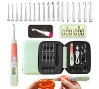 Knitiss Counting Crochet Hooks Set, 18 Size Light Up Crochet Hooks for Stitch & Row Counter 2.0mm-14.0mm
