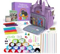 Knitiss Crochet Kits for Beginner Adults, All Inclusive Crochet Set with 9 Size Crochet Hooks, Afghan Crochet Needles 2.0-6.0mm, 1136 Yards Yarn Skeins Balls,Knitting Kits Storage Organizer