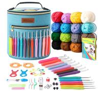 Knitiss Crochet Kits for Beginners Adults, 65Pcs Crochet Starter Kit Blue