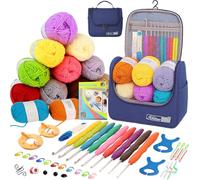 Knitiss Crochet Kits for Beginners Adults, All in One Crochet Starter Kit with 12 Pcs Crochet Yarn, 9 Size Ergonomic Crochet Hooks 2.0mm~6.0mm