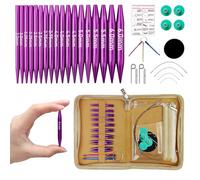 Knitiss Interchangeable Circular Knitting Needles Set, 9 Pairs of 5.5cm/2.17 inch Short Knitting Needles from 3.0~6.0mm, Interchangeable Needles with 4 Cables, Shorty Needles for Socks or Sleeves