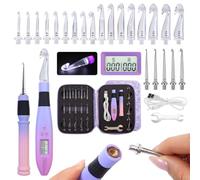 Knitiss Light up Crochet Hooks Set, 22 in 1 Interchangeable Crochet Hooks with Screw-Knob Lock, LED Lighted Crochet Hook with Stitch Counter, Metal & Plastic Crochet Needles 2.0-14.0mm