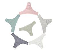 KNITLORD 6 Pack Women's Thongs Underwear Cotton Breathable Panties Hipster Bikini