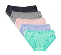 KNITLORD Womens Underwear Bamboo Viscose Knickers Ladies Lace Trim Breathable Briefs Pants Multipack 5 (M)