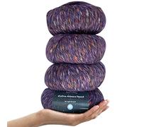 KnitPal Cotton Alpaca Tweed, #3 DK, Light Worsted Yarn Pack of 4 (536m/200g), Super Soft Fluffy Multicolour Blend for Knitting and Crocheting Hats, Shawls, Garments, Blankets (Purple Iris)