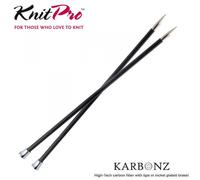 KnitPro 35cm Karbonz Brass Tip Knitting Needles Carbon Fibre Single Pointed