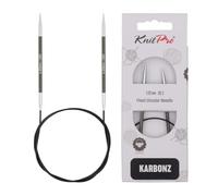 KnitPro 80 cm x 3.25 mm Karbonz Fixed Circular Needles, Black and Silver