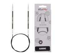 KnitPro 80 cm x 3 mm Karbonz Fixed Circular Needles, Black and Silver