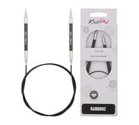 KnitPro 80 cm x 5.5 mm Karbonz Fixed Circular Needles, Black and Silver