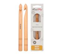 KnitPro Crochet Hook Basix KP35709 - Single-Ended 15.00 mm, 15 cm, Birchwood, Multi-Colour