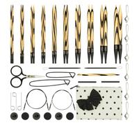 KnitPro Cherie Interchangeable Circular Knitting Needle Gift Set - 10 Sizes 3.0-8.0mm - Birch Wood Needles with 4 Swivel Cables and Accessories - Polka Dot Case