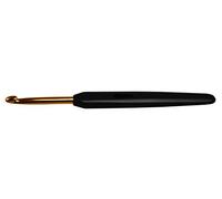 KNITPRO Crochet Hook, 4mm, Gold-black, Aluminium/Plastic, Smooth Surface, Soft Grip Handle
