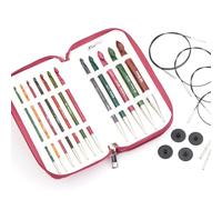 KnitPro Dreamz Crochet Hook Set - Interchangeable Afghan Tunisian 12 Single Ended Birchwood Hooks, Colour Coded Comfortable Handles, Cables, Keys, for Beginners, Professionals & Gift Set