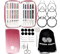 KnitPro Dreamz Grande Set 6 inch Afghan Tunisian Crochet Hooks Size 3.5, 3.75, 4.0, 4.5, 5.0, 5.5, 6.0, 6.50, 8.0, 9.0, 10.0, 12.0 mm Interchangeable, Fabric Case & More with Project Bag