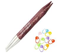 KnitPro Dreamz Interchangeable Circular Knitting Needles 4 inch, Size 13 (10cm, 9.00mm) with 10 Colorful Stitch Markers