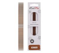 KnitPro Ginger Double Pointed Needles - 12.5cm x 2.25mm Double Ended Knitting Pins, Set of 5, Brown