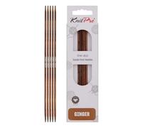 KnitPro Ginger Double Pointed Needles - 12.5cm x 3mm Double Ended Knitting Pins, Set of 5, Brown