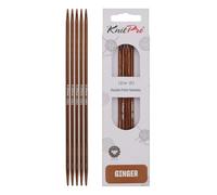 KnitPro Ginger Double Pointed Needles - 12.5cm x 3.25mm Double Ended Knitting Pins, Set of 5, Brown, 06