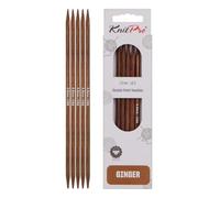 KnitPro Double-Pointed Needles Ginger – Wood 6" (15 cm) 5 mm – Set of 5