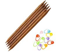 KnitPro Ginger DPN Double Pointed Knitting Needles 8 inch, Size 6 (20cm, 4.00mm) with 10 Colorful Stitch Markers