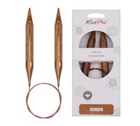 KnitPro Ginger Fixed Circular Needles - 100cm x 15mm Knitting Pins, Brown