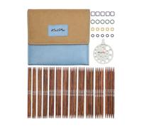 KnitPro Ginger Double Pointed Needle Set - 12 x 15cm Double Ended Knitting Pin Sets of 5 Ginger Grande Set for Beginners, Professionals & Gift Set, Brown
