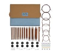 KnitPro Interchangeable Circular Needle Set – Ginger Grande – 5" (13cm), 13 sizes 3.25–12mm, Brown